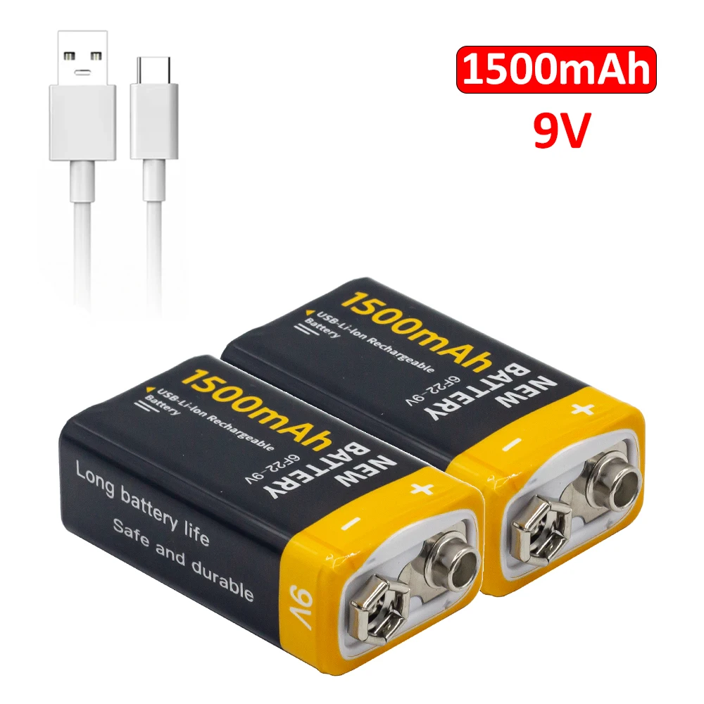 1-12 Pz 9V 1500Mah Micro Li-Ion Batteria Ricaricabile 6 F22 9V Batteria Per Rc Elicottero Modello Microfono Giocattolo Free Type-C Usb