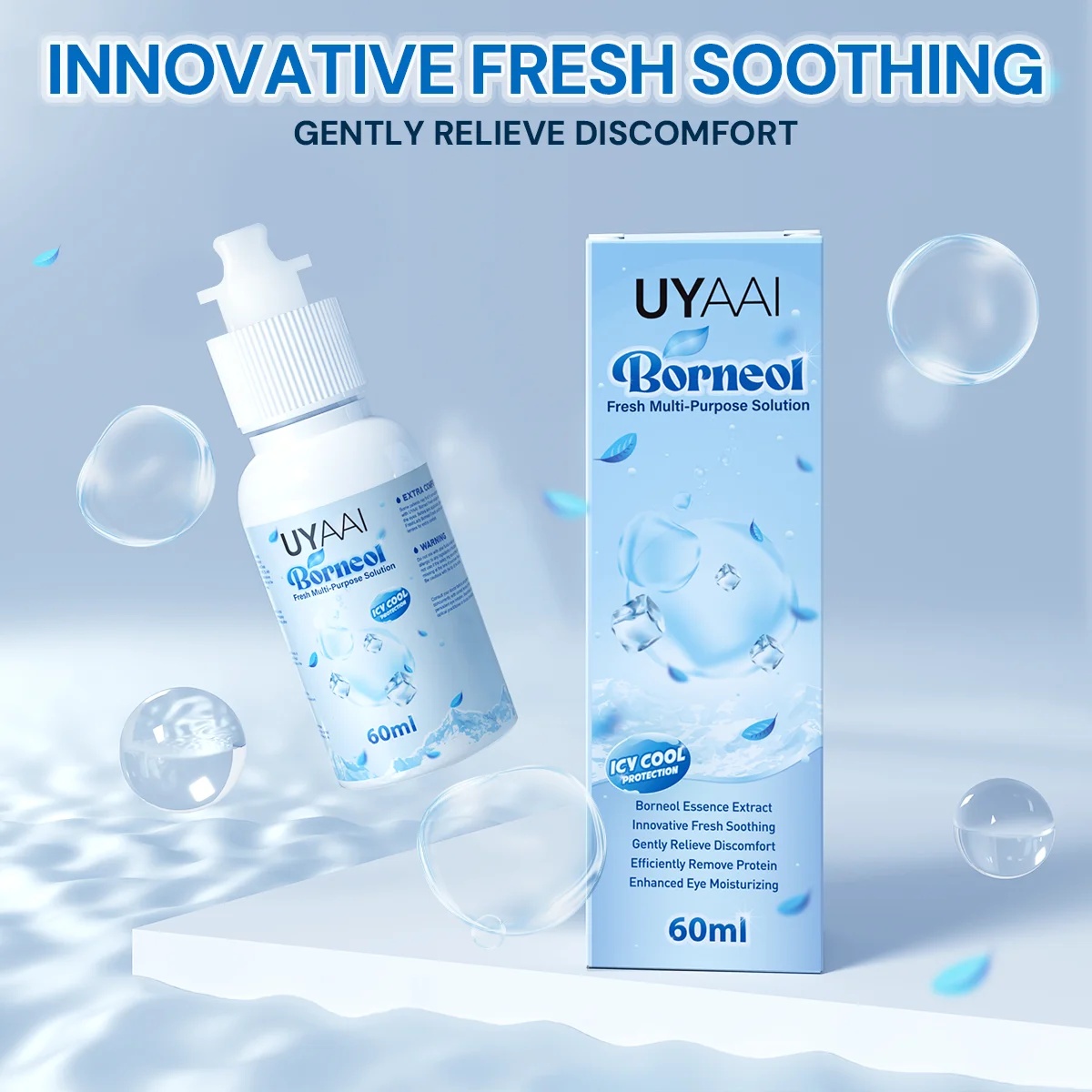New Version Borneol 60ml Contact Lenses Solution Nursing for Eyes Contact Lenses Water Pupil Cleaning Health Care LensesSolution,contact lenses solution