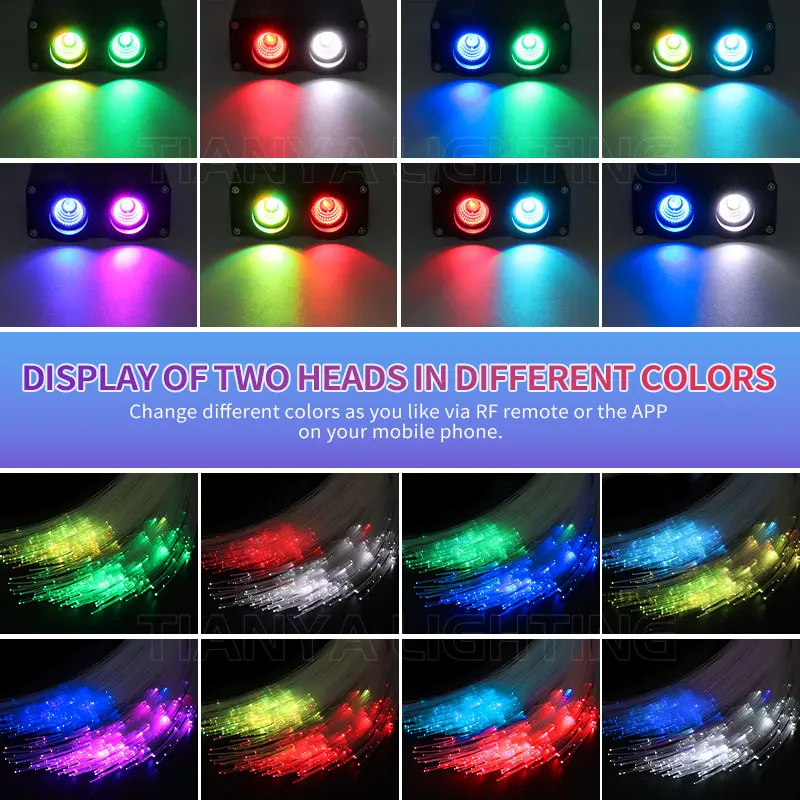 32W Car Starry Sky Light Stars Ceiling Fiber Optic Lights Two Heads Independent Control Car Atmosphere Lamp Two Heads Independen