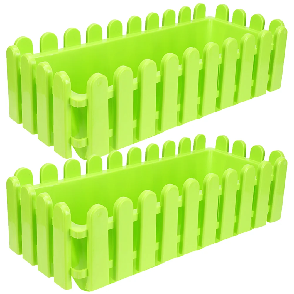 

2 Pcs Rectangular Fence Flower Pot Green Plant Succulent Planting 2pcs Large Plastic Planters for Outdoor Plants Succulents