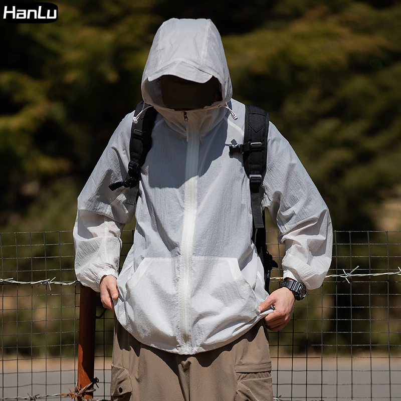 Unisex Quick-Dry Outdoor Breathable Thin Coats Spring Summer Hiking Fishing Climb UV Resistant Breathable Hood Suntan Clothing