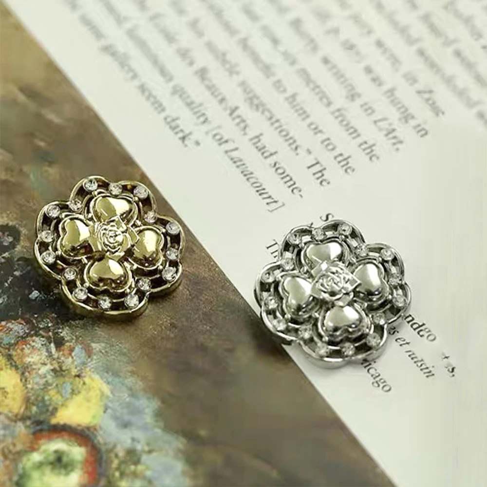 6 Bottoni A Fiore Con Strass Argentati, Da Cucire, Per Abiti, Cardigan, Borse, Fai Da Te E Decorazioni Matrimoniali