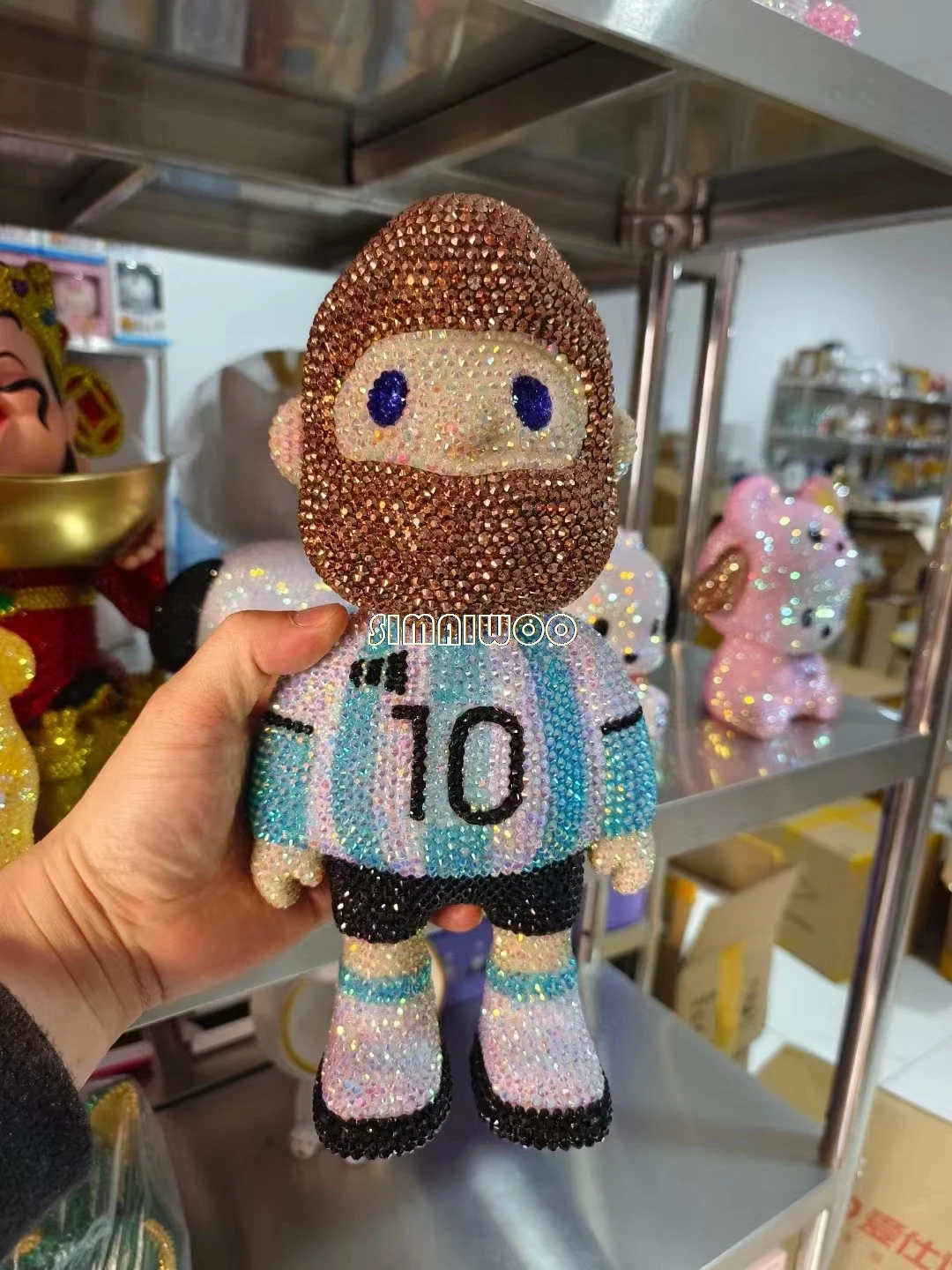 Anpassbare Strass Junge Freund Figur Münze Depost Jar Argentinische Team Uniform DIY Handgemachte Mosaik Ornamente Geburtstag Geschenk – Detail 2
