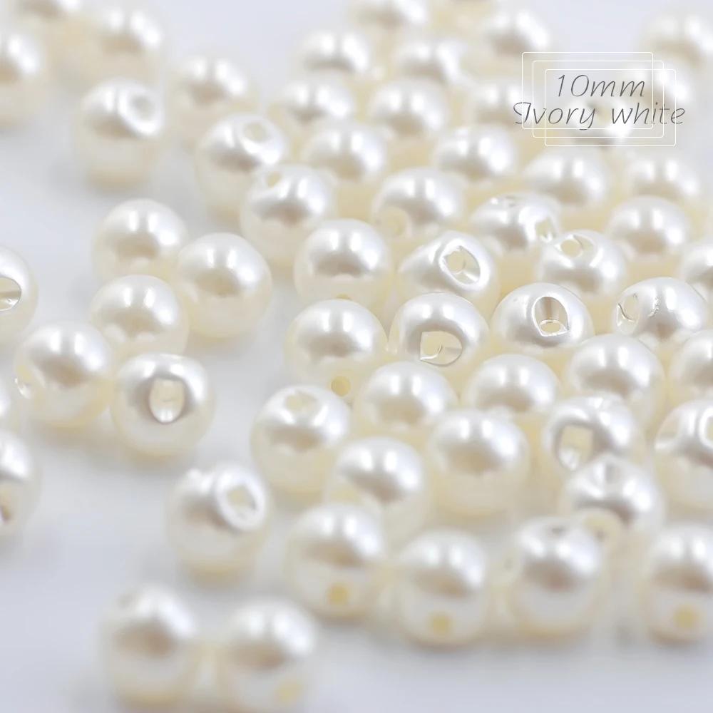 Hisenlee 6 Size Sewing Buttons Side Hole Round Plastic Pearl Buttons 6mm 8mm 9mm 10mm 12mm 14mm White/Ivory Accessories 100Pcs 4