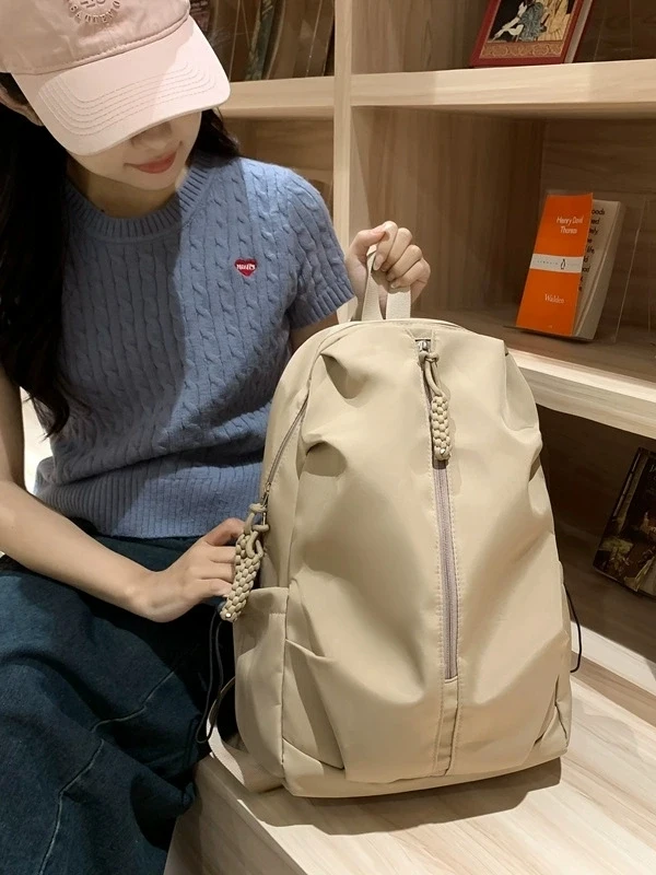 여행용 백팩 대용량 통근용 캐주얼 듀얼 숄더백 젊은이들을 위한 물병 홀더가 있는 나일론 소재