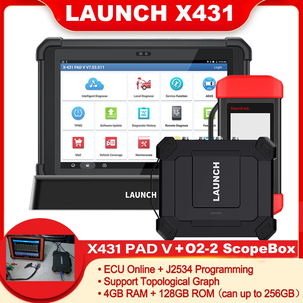 Lancio X431 O2-2 Oscilloscopio Scopebox Usb Dc Digital 4-Channel & Pad V Obd Strumento Diagnostico Per Auto Soluzione Di Guasti Elettrici Complessi