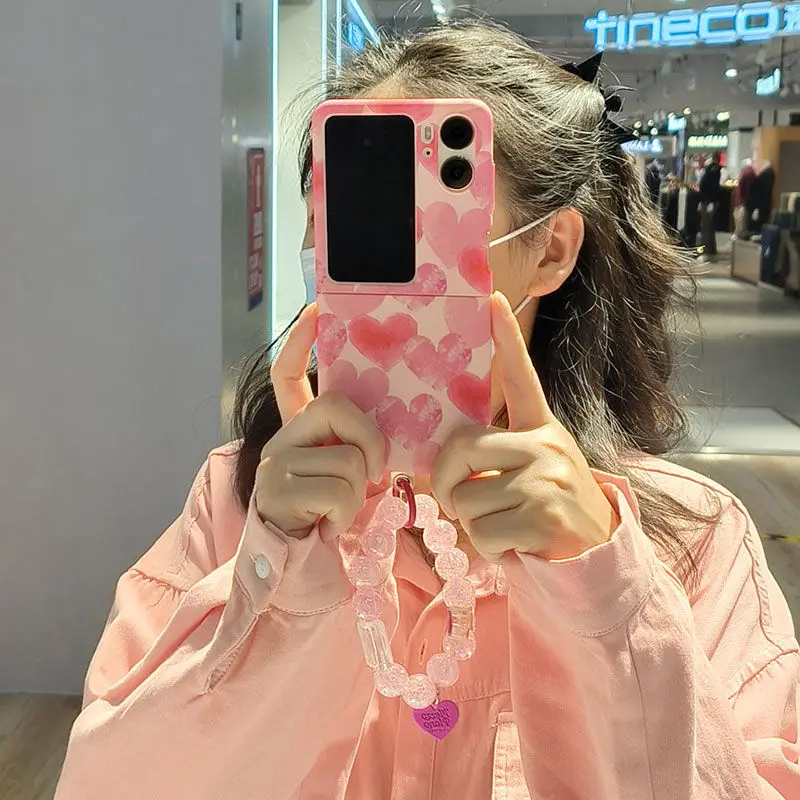 

Для OPPO FIND N2 FLIP чехол с ремешком, CUTE чехол для телефона чехол для девушек, oppo findn2flip чехол