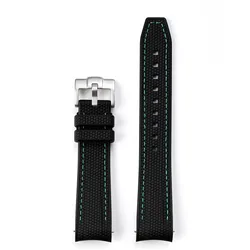 Sport Waterproof Liquid Silicone Watch Strap, Quick Release 20mm Band - 20mm (Black green)