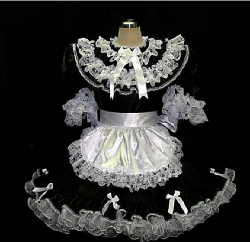 

Черный атласный многослойный кружевной независимый фартук с воротником принцессы, привлекательное готическое платье с милым бантом, можно настраивать в нескольких цветах