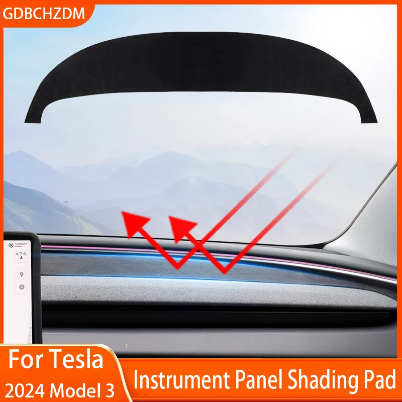Anti-UV Dashboard Cover For Tesla Model 3 Highland 2024 Center Console Accessories Dash Mat Protector Pad Sunshade