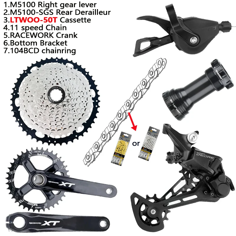 SHIMANO Deore SLX M5100 11S rear derailleur kit 11-42T/46T/50T/51T