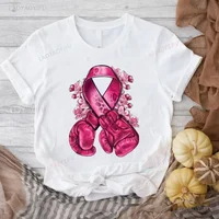 Caring for Women Breast Cancer T-shirt October Pink Ribbon Breast Cancer Awareness Themed Printed Tee Gift for Moms Daughters 1