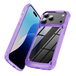 Premium Armor Grade Shockproof Transparent Acrylic Phone Case Cover - iPhone 15 Plus (Purple)