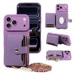Leather Phone Case with Mirror & Pearl - Studded Strap - Shockproof Cover - Galaxy S20 FE (Purple)