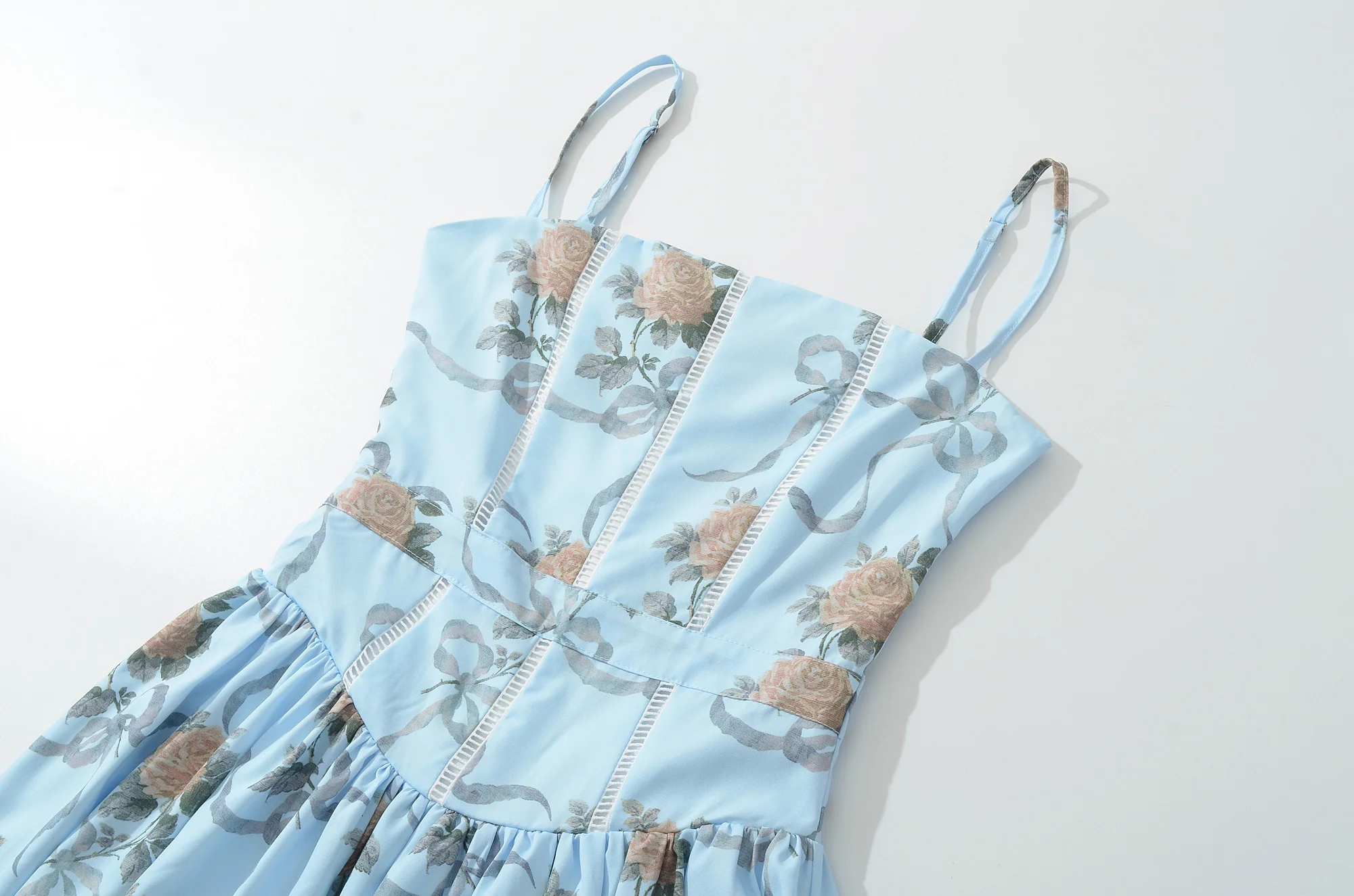 YENKYE Lace Trim Floral Print Sexy Sling Dress Women Elegant A-line Midi Summer Vacation Party Dresses New 2026 Clothes
