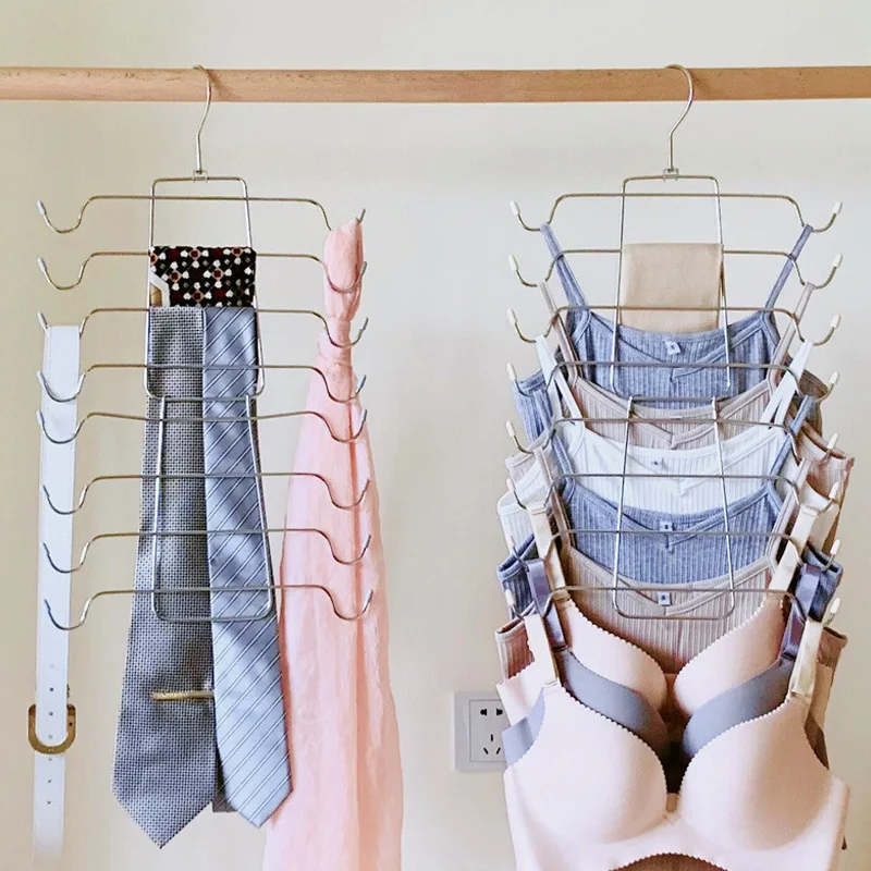3PCS Multilayer Metal Hanger Wardrobe Organizer Storage Lingerie Hanger Suitable for Woman Camisole Bra Belt Swimsuit Underwear 2