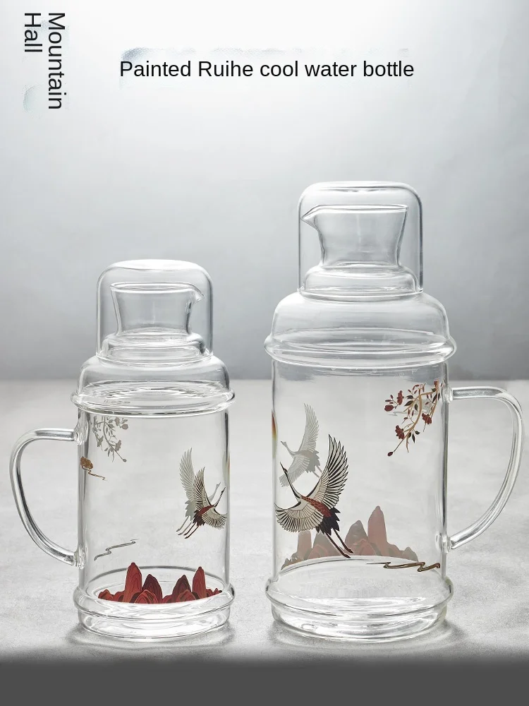 Glass Cold Water Bottle Pitcher Painted Household Large Capacity Heat-Resistant Summer Juice Jug Creative |