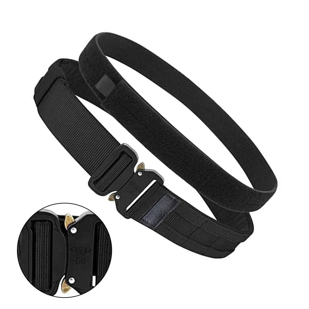 Tactical Double Belt Adjustable For-Velcro Inner And Outer Waist Belts Outdoor Military Hunting Double Layer Training Belt gun accessories belt clips camping equipment