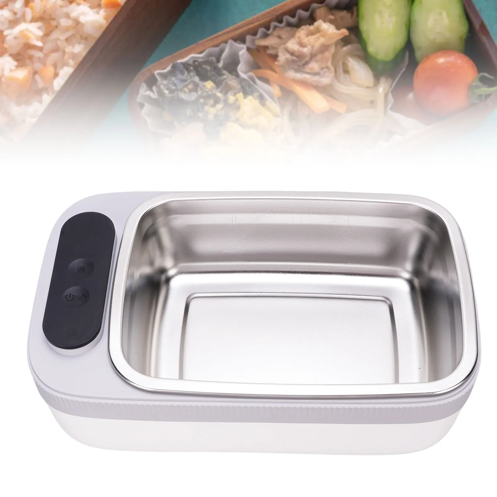 Heated Lunch Box Battery Powered 40W Lunch Box Food Heater Fast Heating Insulated Cordless 304 Stainless Steel for Picnic