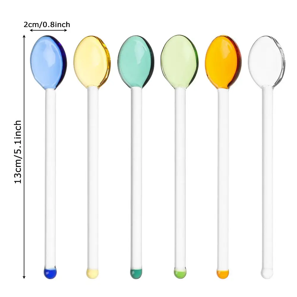 Coffeeware Stirring Spoons Colorful Coffee Scoops Long Handle Tea Spoons Glass Stirring Spoons Coffeeware