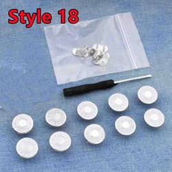 Jeans Button Replacement Kit - 10PCS No - Sew Metal Button Set with Easy Attach Pins (Style 18)