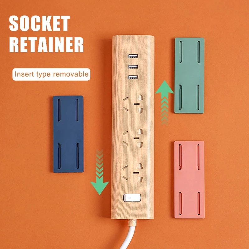 Socket Storage Hooks Wall-mounted Organizer Fixer Multi-purpose Adhesive Hooks Wall-mounted Universal Without Hole 3/5 PCS