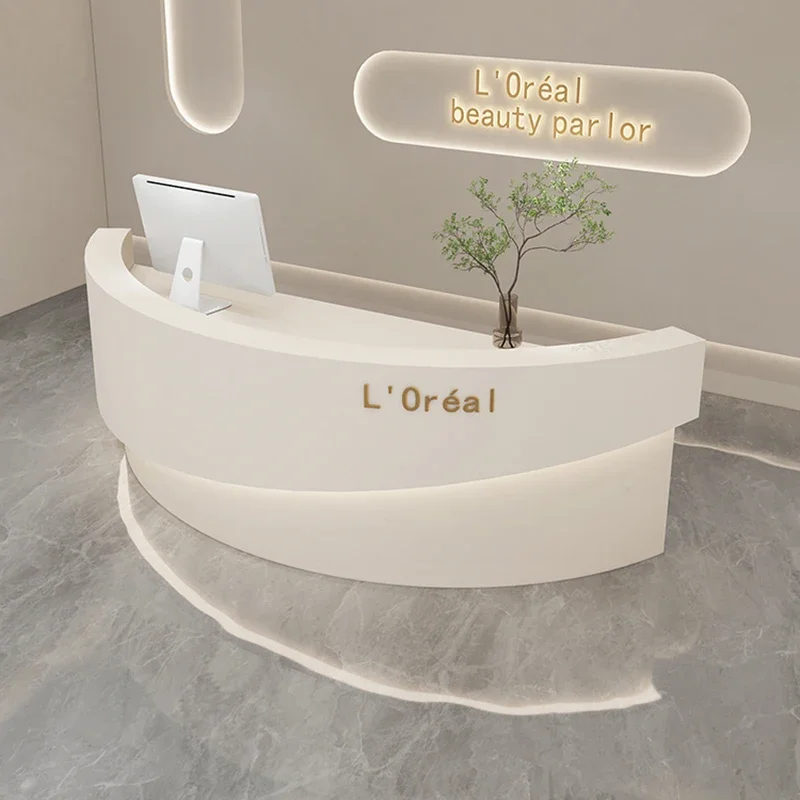 Customizable Reception Desks Beauty Salon Seating Checkout Reception Counter Shop Business Mostrador Tienda Salon Furniture