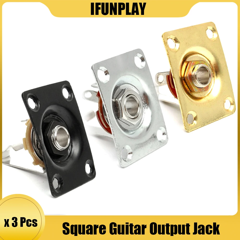 3Pcs Square Style Plate Electric Guitar Bass 1/4 6.35mm Output Input