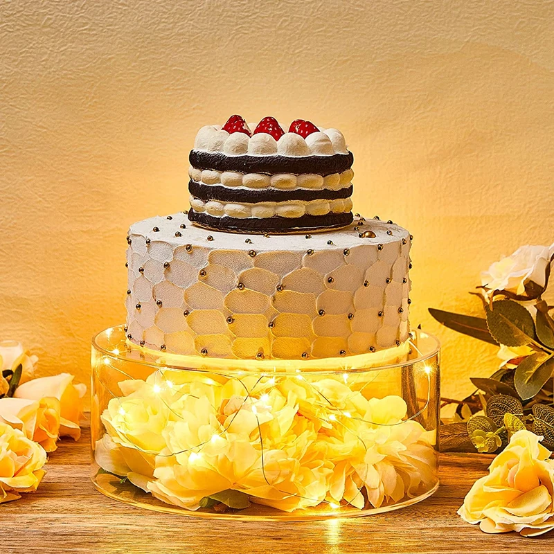 2Pcs Acrylic Cake Stand Fillable Risers with LED Lights, Clear Stackable Cake Display T... - UGI Packaging