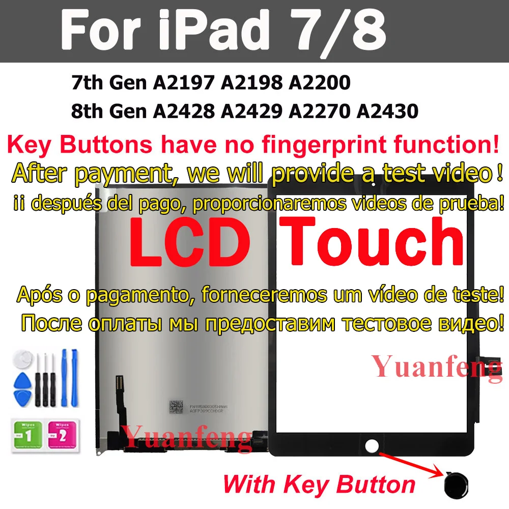 Écran Tactile De Remplacement Pour IPad 7/8 (10.2") - Modèles A2197 A2200 Etc. - Avec Outils
