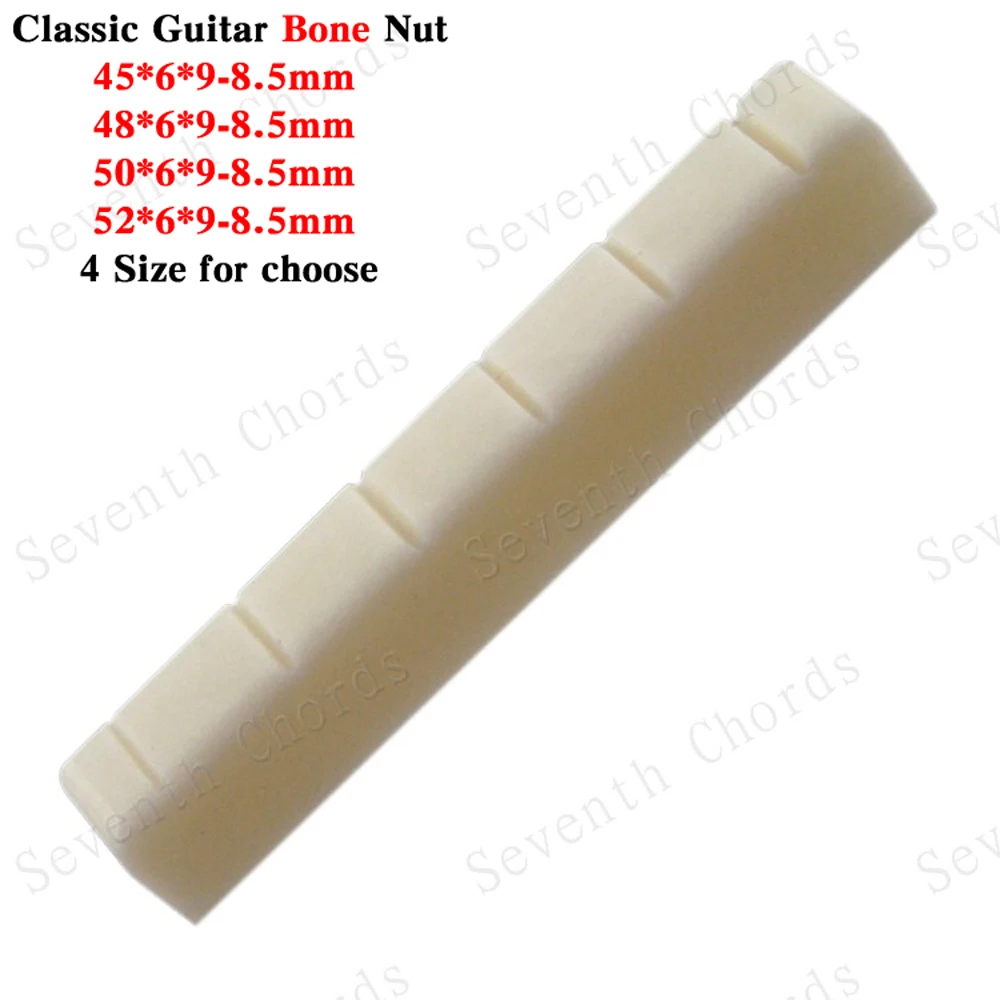 

Bone 6 String Slotted Classic Guitar Nut (45 x 6 x 9-8.5mm) (48 x 6 x 9-8.5mm) (50 x 6 x 9-8.5mm) (52 x 6 x 9-8.5mm)
