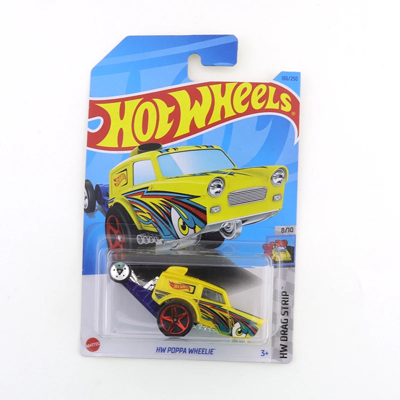 2023 Hot Wheels Hw Poppa Wheelie #186/250 Hw Drag Strip 8/10 Mini Lega Coupe 1/64 Metallo Diecast Model Car