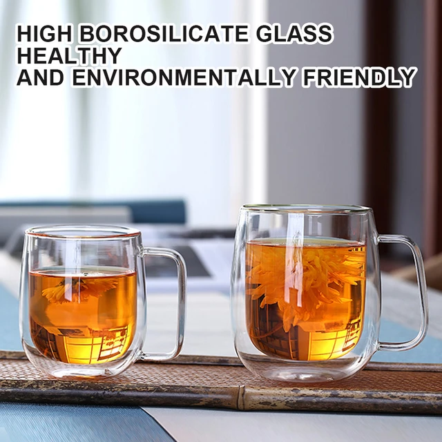 Double Layer Coffee Mugs With The Handle Glass Tea Cup Dishes Clear  Resistant Tea Coffee Milk Juice Healthy Drink Mugs - Mugs - AliExpress