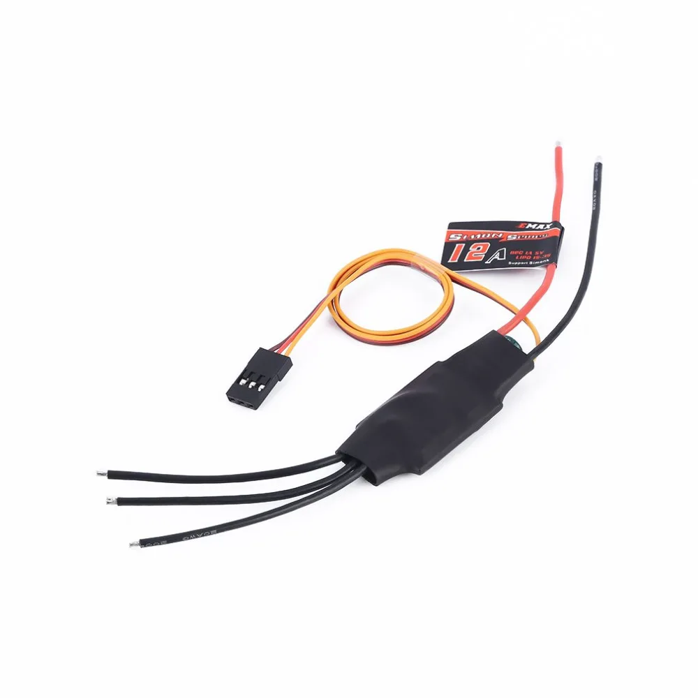 Contrôleur de vitesse ESC Simonk 12A montrant les fils de connexion et connecteurs