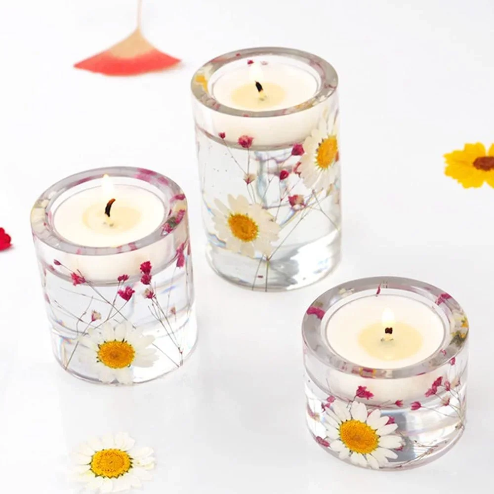 Tea light Candle Holder Resin Mold DIY Cylindrical Candlestick Clay Epoxy Casting Silicone Molds Wedding Party Home Decoration