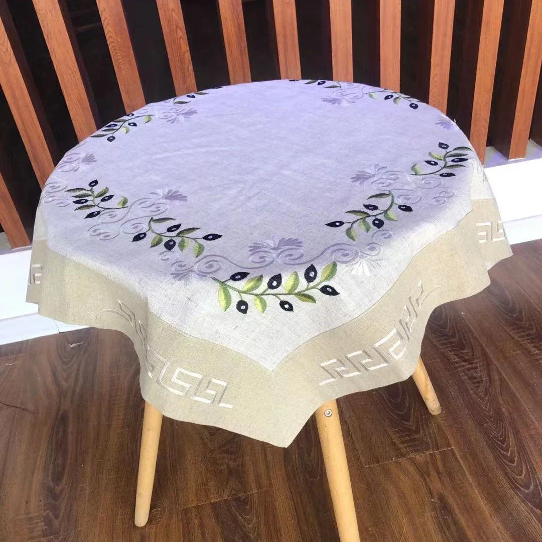 

Tablecloth For Table Round Tablecloth Wedding Decoration Modern Pastoral Decoration Linen Embroidery Home Fireplace Simple