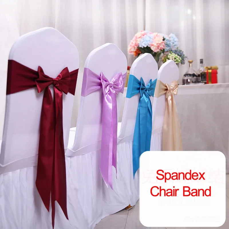 25 Stuks Satijn Spandex Stoel Cover Band Linten Stoel Vastzetmogelijkheden Voor Party Banquet Decor Bruiloft Decoratie Knoop Stoel Boog sjerpen