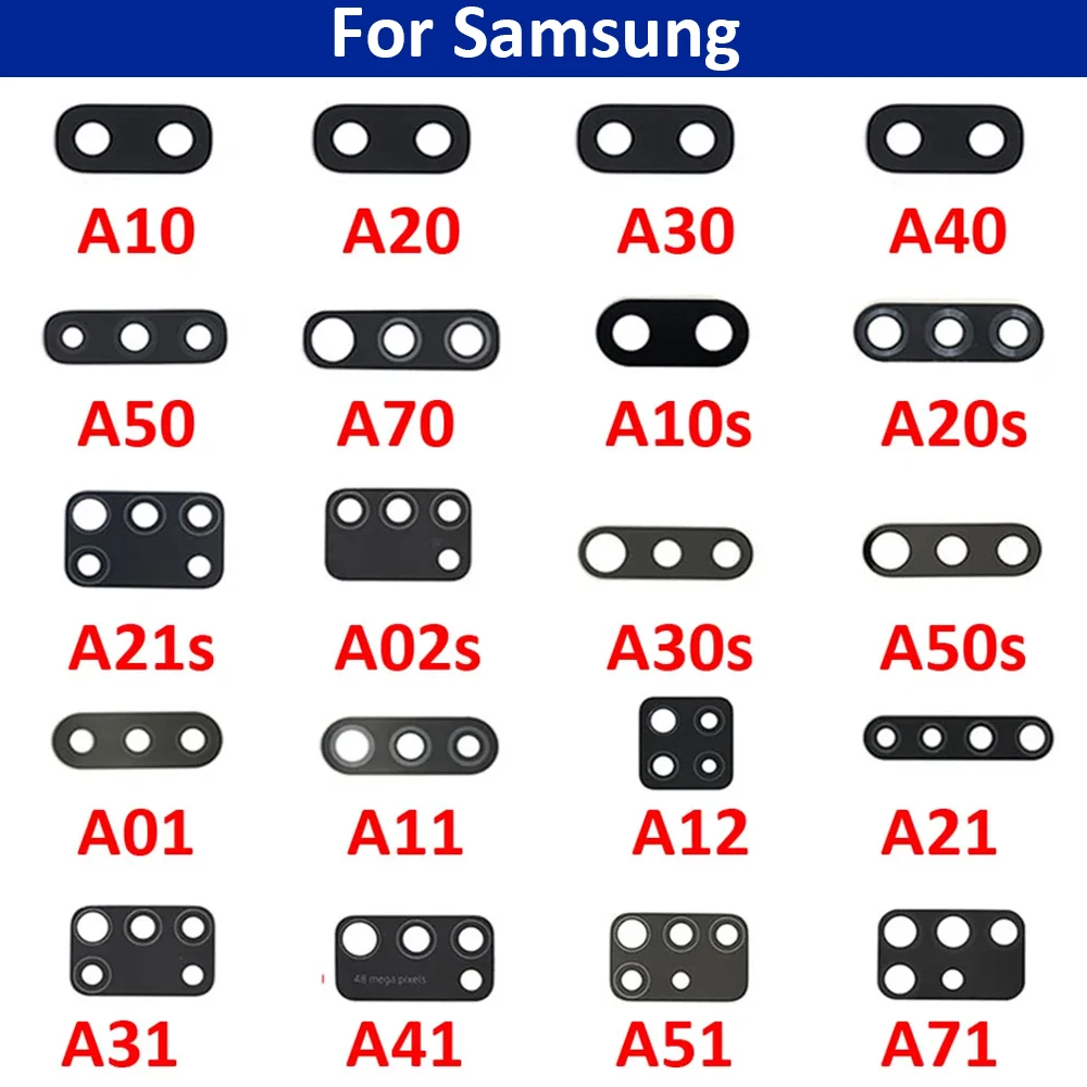 Стеклянный объектив задней камеры для Samsung A10 A20 A30 A50 A40 A70 A10s A20s A30S A50S A21s A01 A11 A12 A21 A31 A51 A71