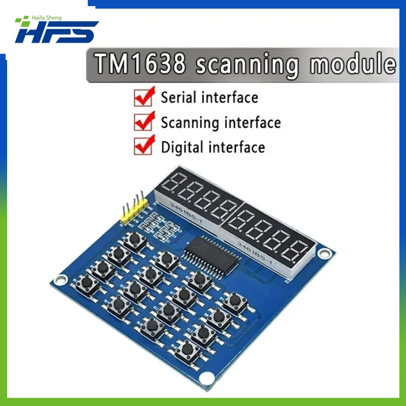 

TM1638 Digital LED Display 8-Bit Digital Tube Board 3-Wire 16 Keys 8 Bits Keyboard Scan And KEY LED Module For Arduino