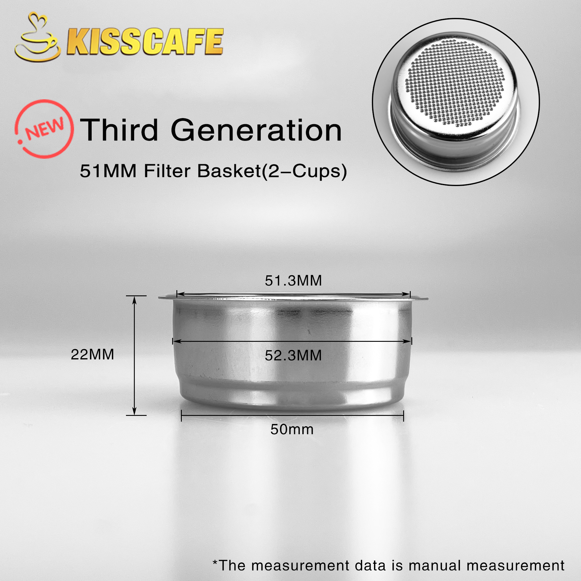 51MM Coffee Filter Basket Non Pressurized 2 cups Replacement For Delonghi EC9335 EC9665 Espresso Machine Accessory Barista Tool