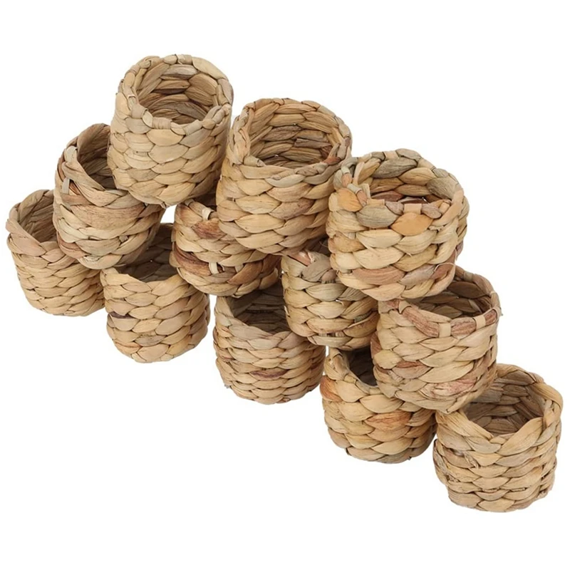 

Round Woven Napkin Ring, Rustic Napkin Ring Holder Made By Natural Cucurbita, Farmhouse Napkin Ring, 12 Pieces