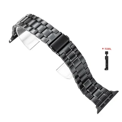 Premium Stainless Steel Metal Strap for Apple Watch - Adjustable and Stylish Wristband (Black)