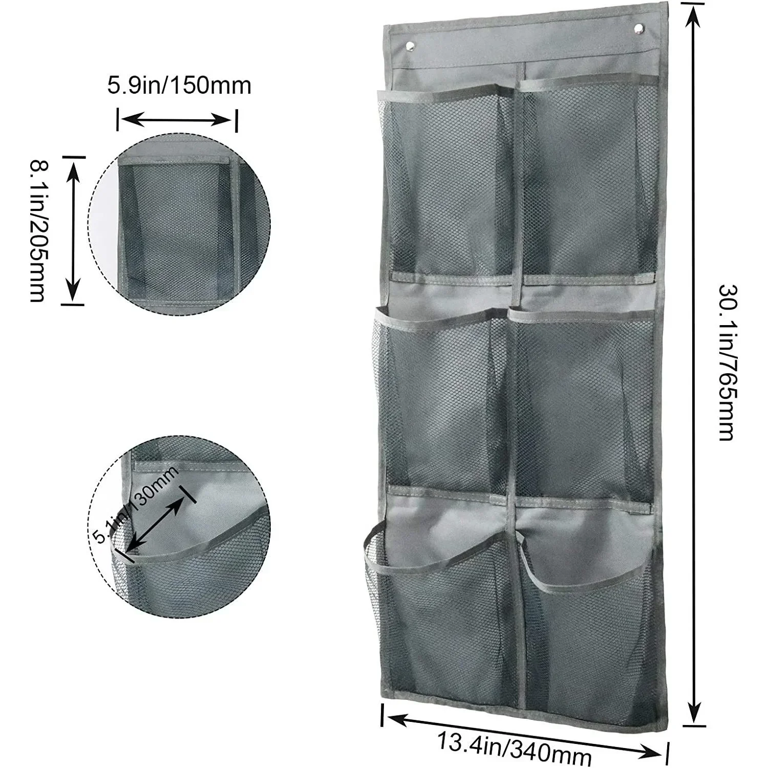 6 Grids Wall-mounted Sundries Organiser non-woven Fabric Closet Storage Mesh Bag Pocket Clear Hanging Over The Door Cloth Box 3