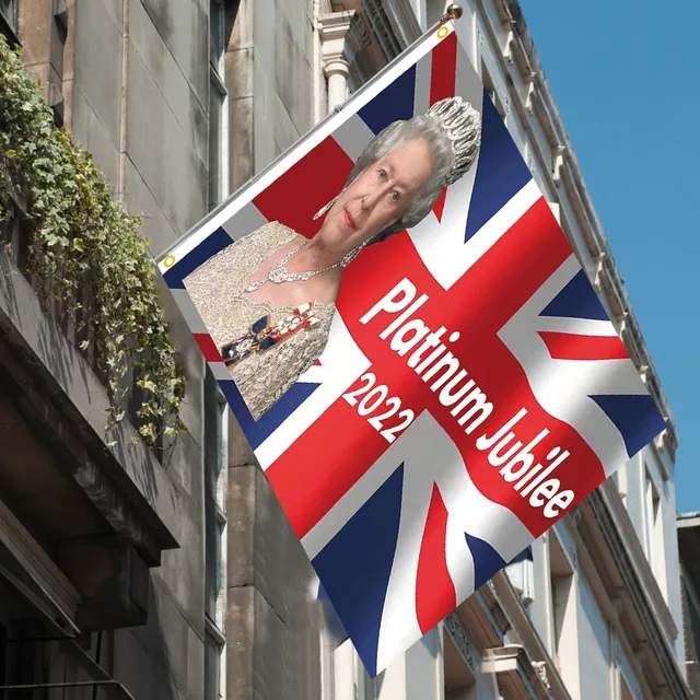 3x5Ft Queen Platinums Jubilee Flag Union Jack Flags Featuring Her Majesty The QueenQueen Elizabeth Jubilee Home Decorations Part 2