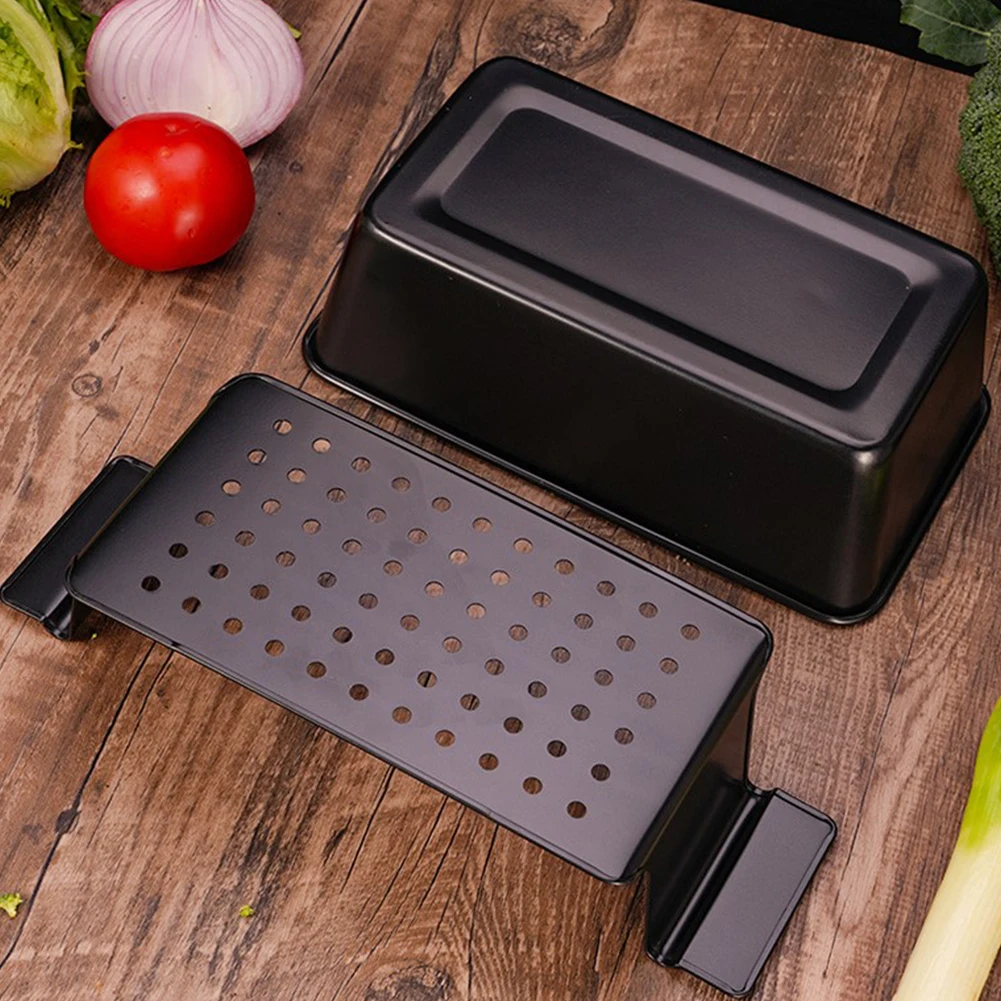 Rectangular Toast Baking Pan with Drainage Tray Pie Meatloaf Metal Pan Nonstick Household Bread Bake Mold Home Kitchen Tools