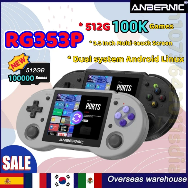 ANBERNIC-Consola de Jogos Portátil Retro, Suporte a Sistema Linux, Jogos  Online WiFi, Vídeo Bluetooth, 512G, 80000 Jogos, 3.5 , RG353PS