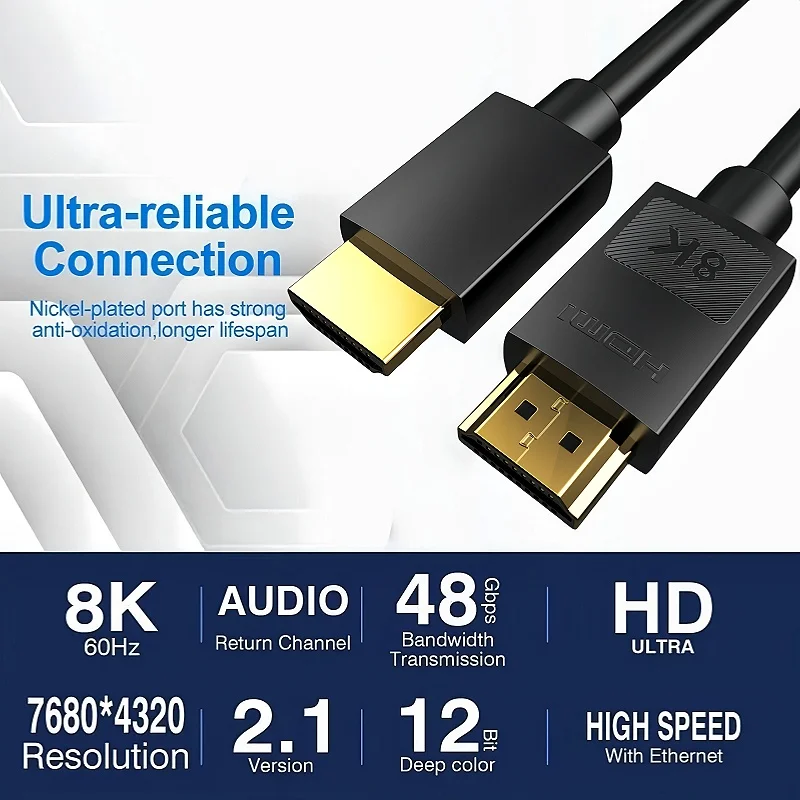 Premium Ultra High-Speed 8K HDMI 2.1 Cable with 48Gbps for Enhanced Viewing Experience