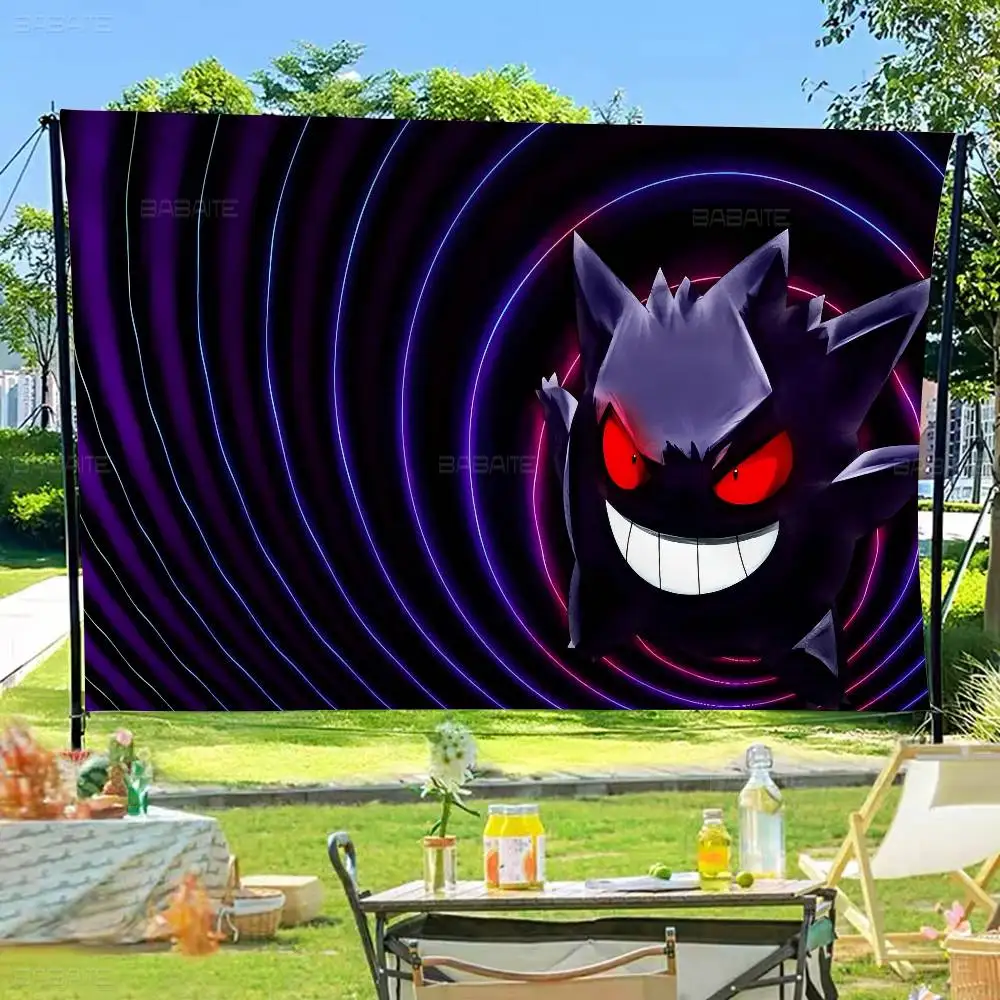 P-Pokemon-Gengar Cartoon Kreatives Muster Hängeflagge Polyester Bedrucktes Banner Handgezogene Flagge – Detail 11