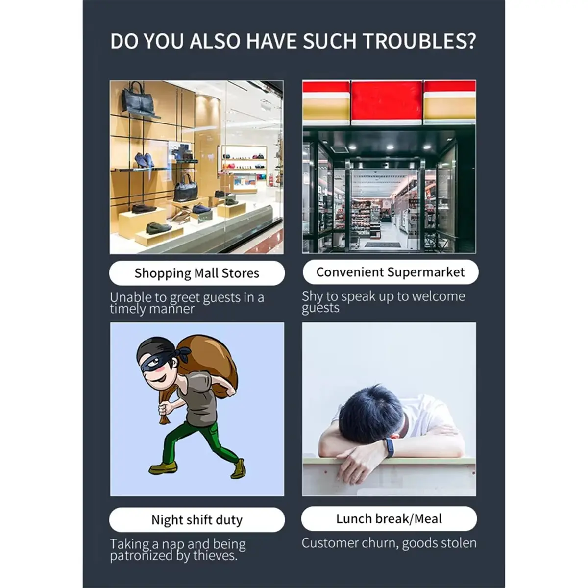 Punctual- DC IR Wireless Motion Sensor Door Bells Chime for Home/Retail Store Store Entrance Alert Bell 45 Ringtones Black