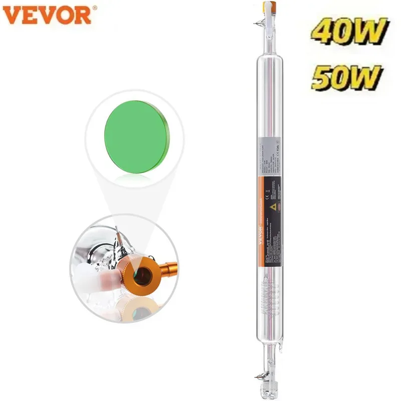 Vevor Tubo Laser Co2 40W 50W Potente Da 720Mm A 850Mm Di Lunghezza Vetro 50Mm Di Diametro Per Macchina Da Taglio Per Incisore Tubo Di Taglio Laser In 